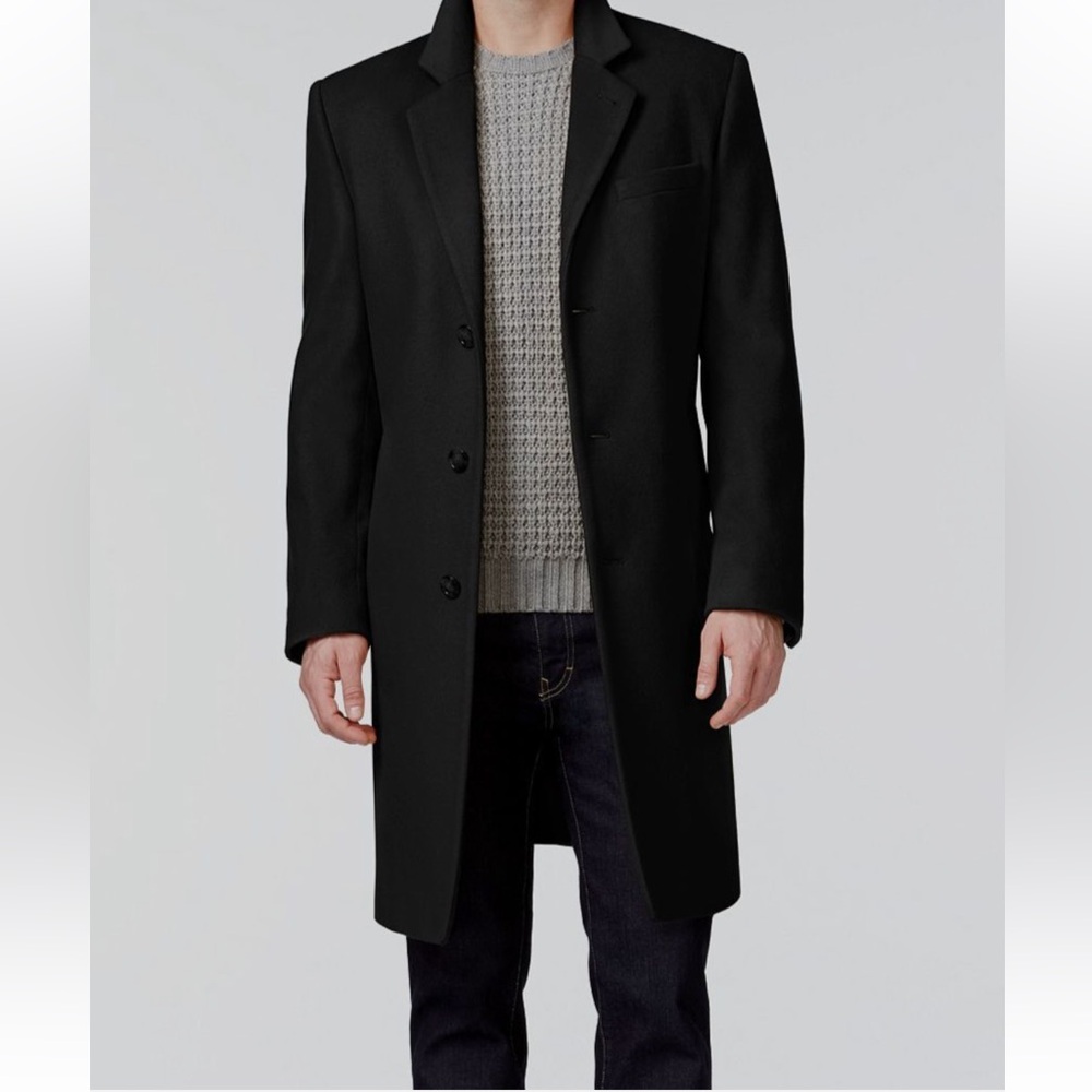 Michael Kors Men's Black Madison Wool Cashmere Overcoat Black Size 44R